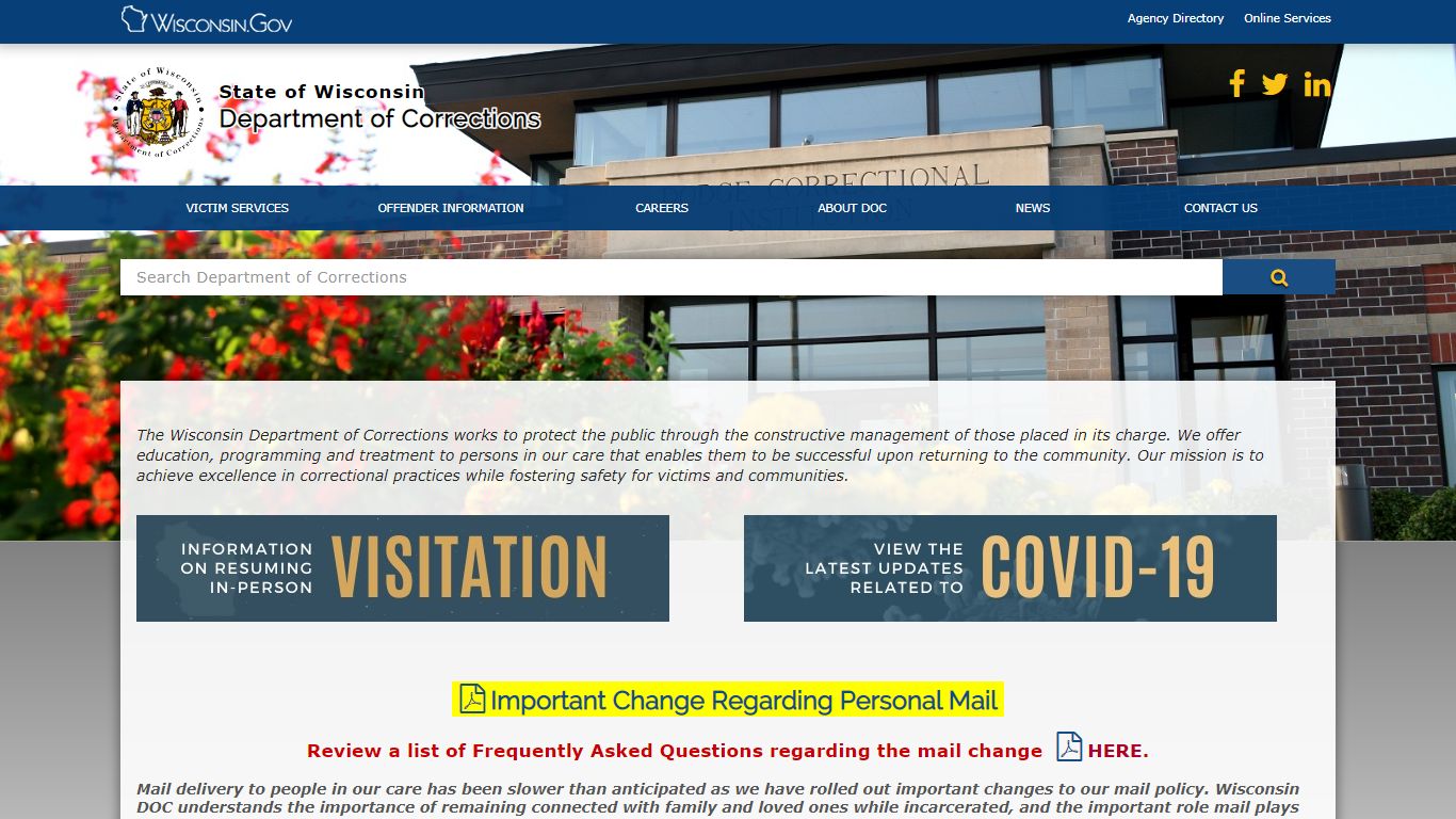 Wisconsin Department of Corrections - DOC Home